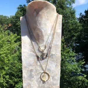 🧿3 LAYER STONE, EVIL EYE, & CRYSTAL NECKLACE🧿